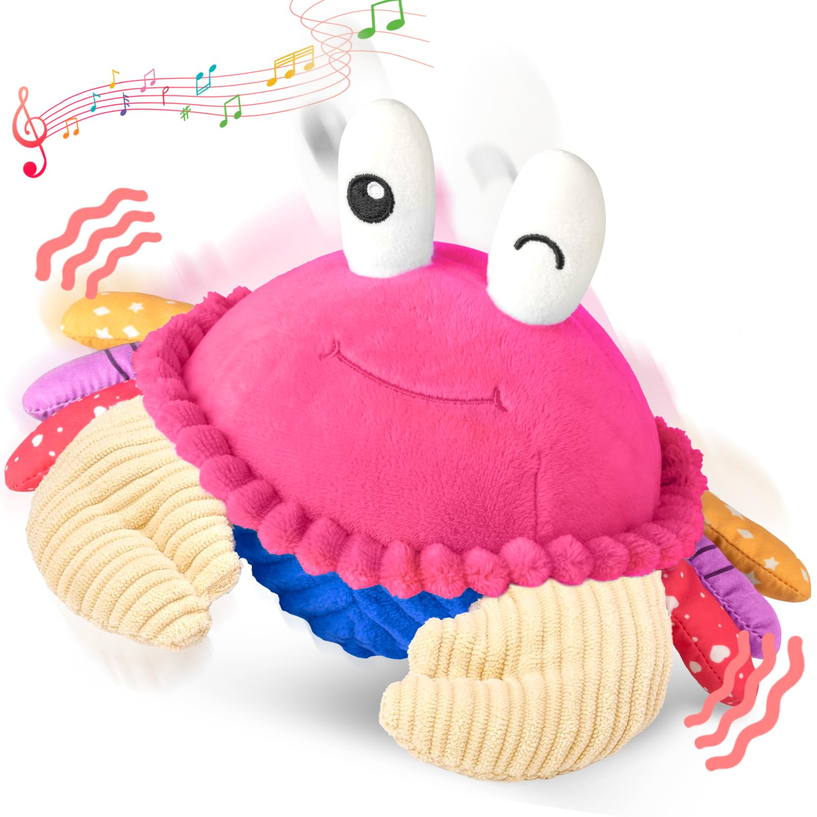 Baby Toys 6-12 Months, Musical Crawling Crab Plush Toy - 40 Songs & Recording Feature, Dancing Walking Moving Bouncing Tummy Time Toy, Sensory Toy for Toddlers 1-3, Birthday Gifts for Infants — view 8