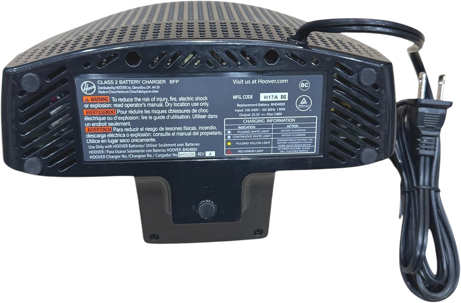 BH04200 Charger for BH04000 Battery/Compatible with Hoover Fusion Pet/Max and Hoover React Whole Home Cordless Stick Vacuum BH53110 BH53120 BH53200 BH53210 BH53220