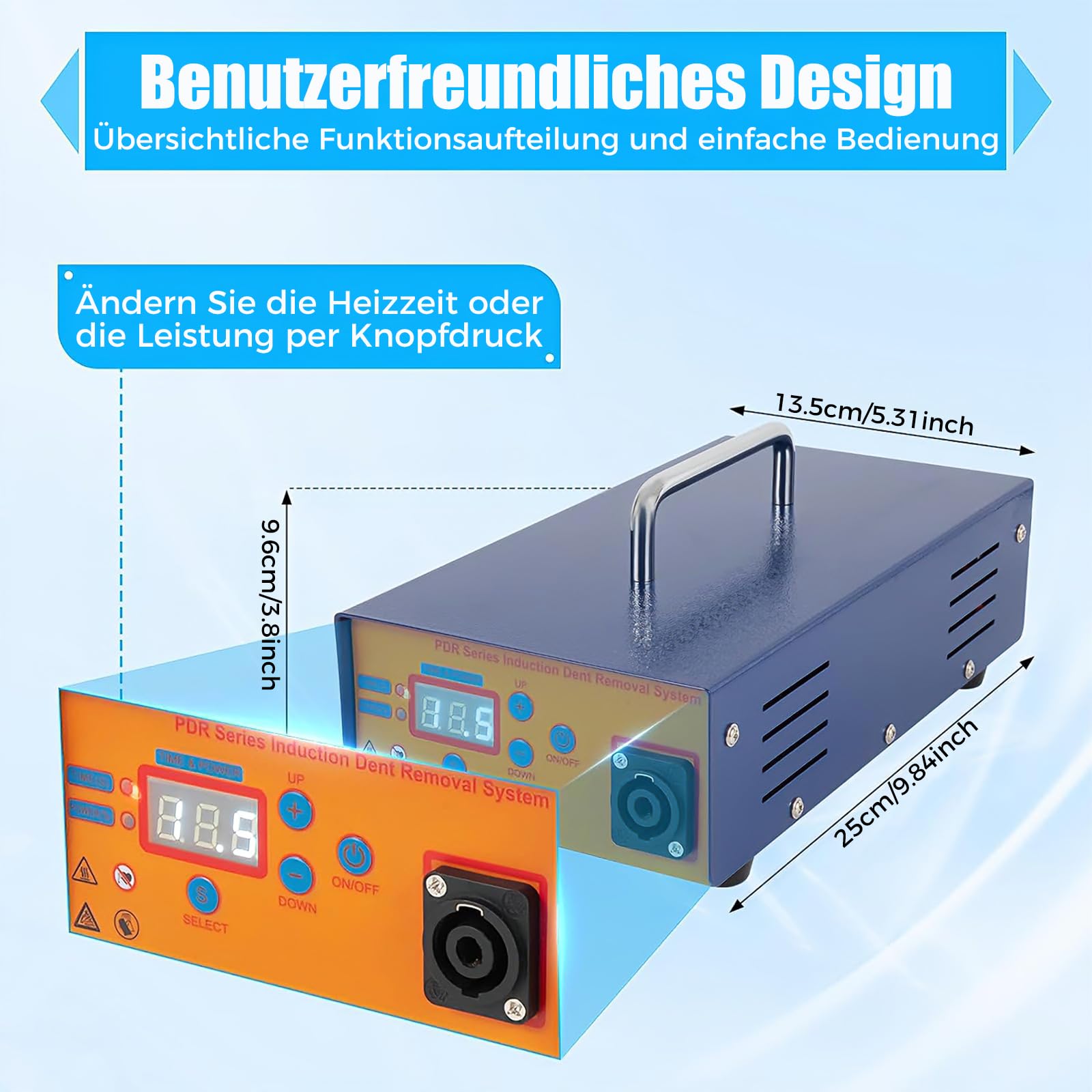 1380W Induktionsheizgerät zur Dellenentfernung – Auto Ausbeulwerkzeug ohne Lackieren mit Digitaldisplay, Elektromagnetisches Reparaturset für KFZ-Karosserien und Karosseriereparaturen