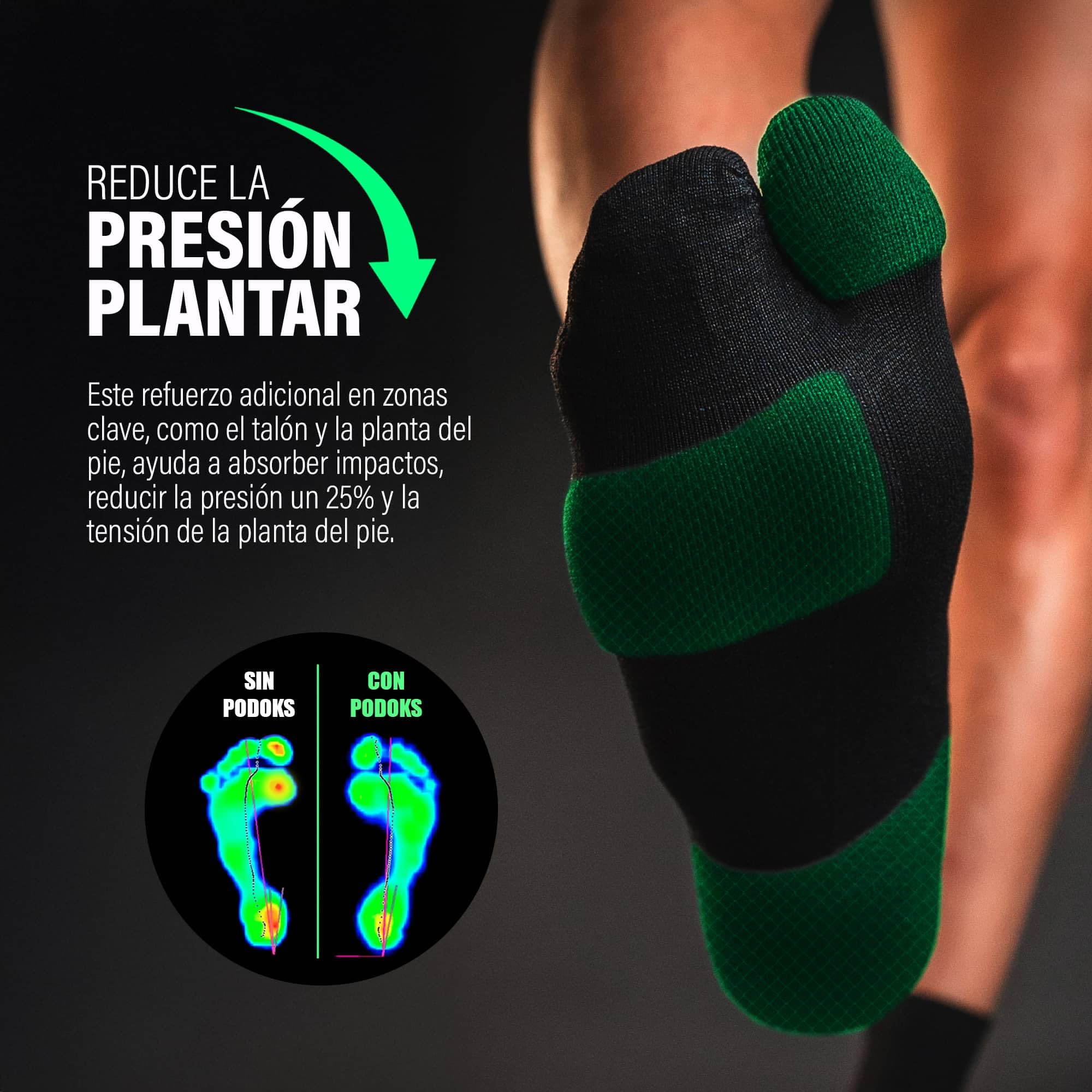 Calcetines Fascitis Plantar Hombre y Mujer | Calcetines de Compresion con Tejido Coolmax | Contiene Almohadillado Estratégico y Separación del primer dedo | Fabricado en España
