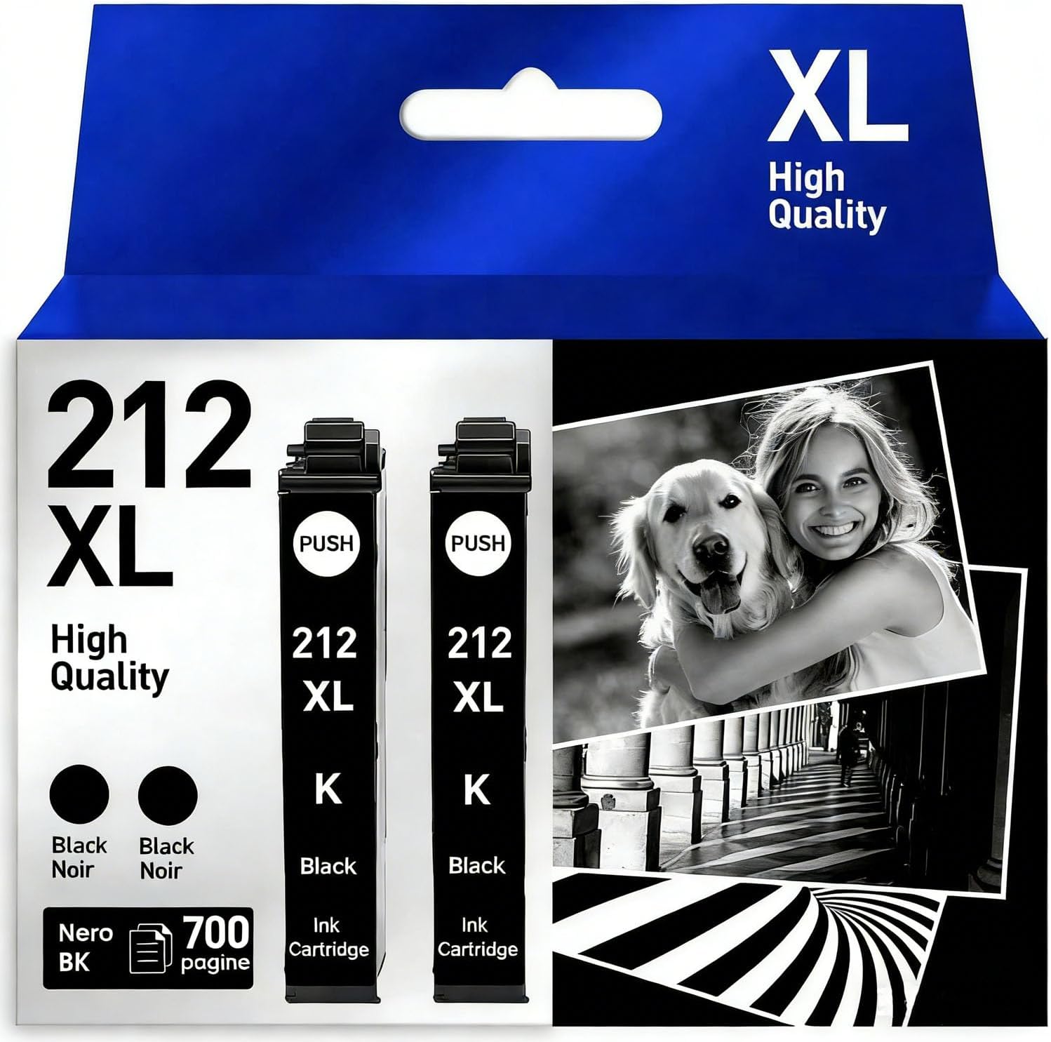 212XL 212 Black Ink Cartridges Remanufactured for 212 212XL T212XL T212 Ink Cartridge Work with XP-4100 XP-4105 WF-2850 WF-2830 Printer, New Upgraded Chips(2 Black)