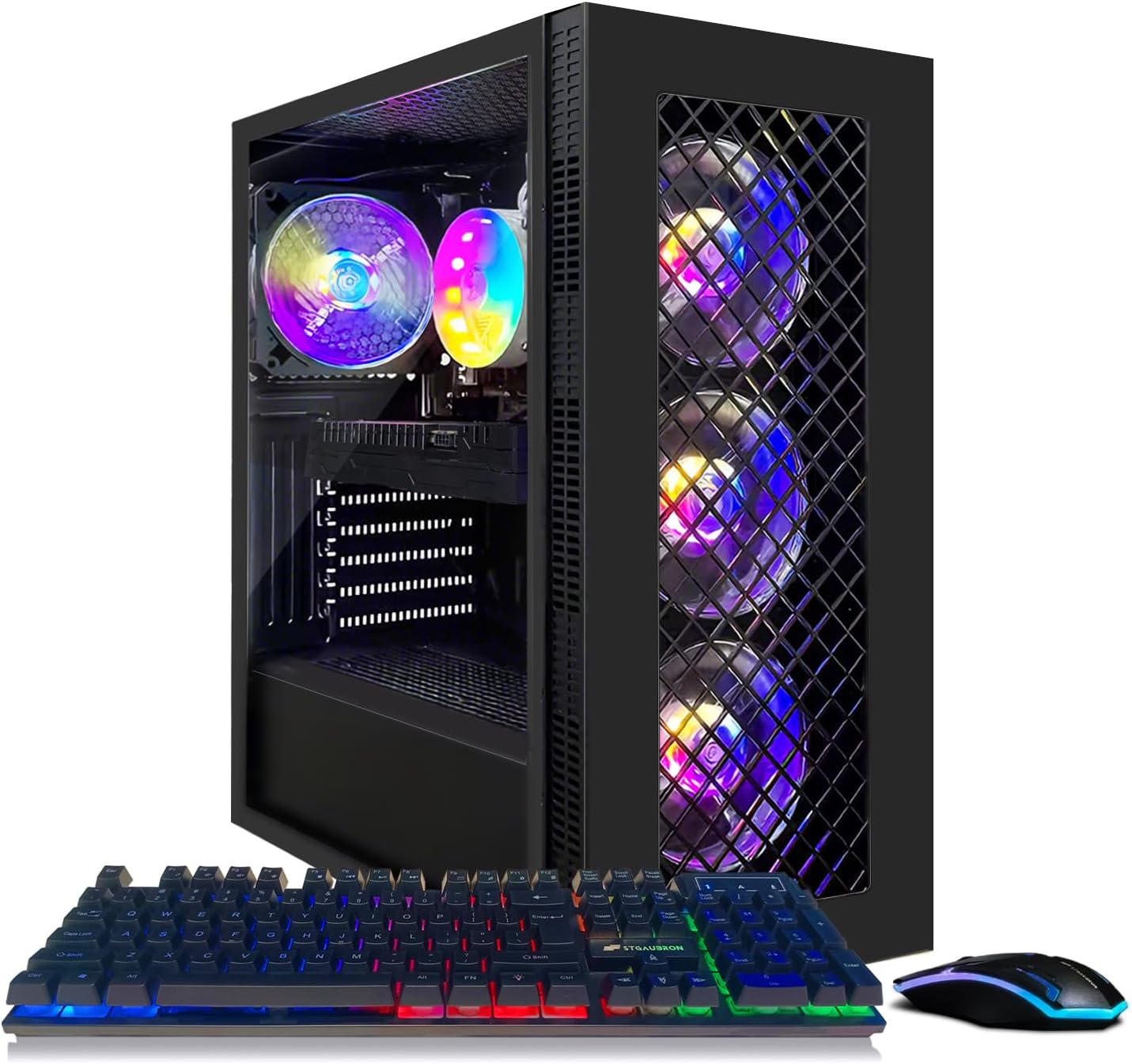 STGAubron Gaming PC Computer Desktop, Intel Core I7 8th Gen up to 4.1G, Radeon RX 5700 8G, 16G DDR4, 512G SSD, WiFi 6 & BT 5.2, RGB Fan x4, Windows 11 Home
