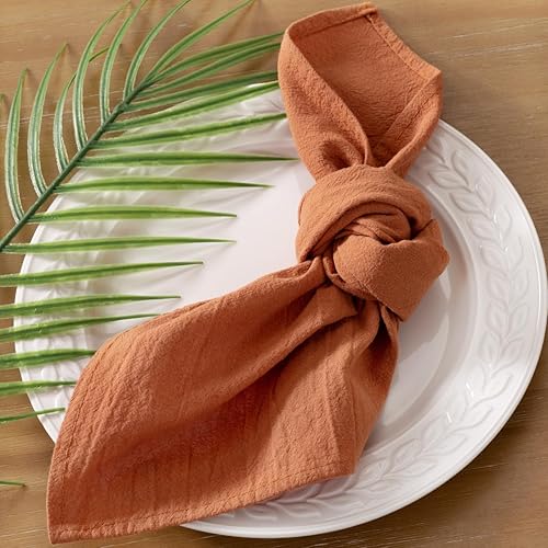 Miniatura 2 de Socomi Servilletas de tela de terracota para otoño y verano, lavables, reutilizables, a granel, juego de 10 servilletas de lino de 17 x 17 pulgadas