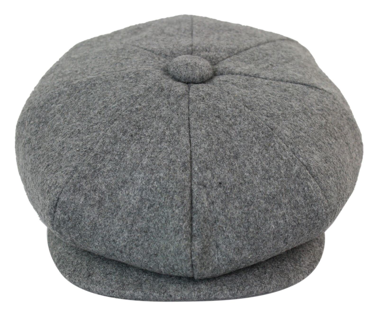 Infinity Leather Grey Wool 8 Panel Newsboy Hat L - Peaky Blinders Gatsby Baker Boy Cap