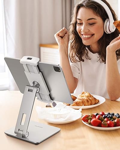 Miniatura 7 de AboveTEK Quiosco de negocios soporte de aluminio para tablet iPad, soporte giratorio de 360 para tableta y teléfono para cualquier tableta de 4 a