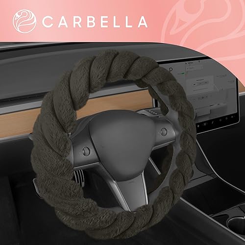 Miniatura 7 de Carbella Funda de volante suave de piel trenzada, color verde oliva, tamaño estándar de 15 pulgadas, se adapta a la mayoría de vehículos, funda