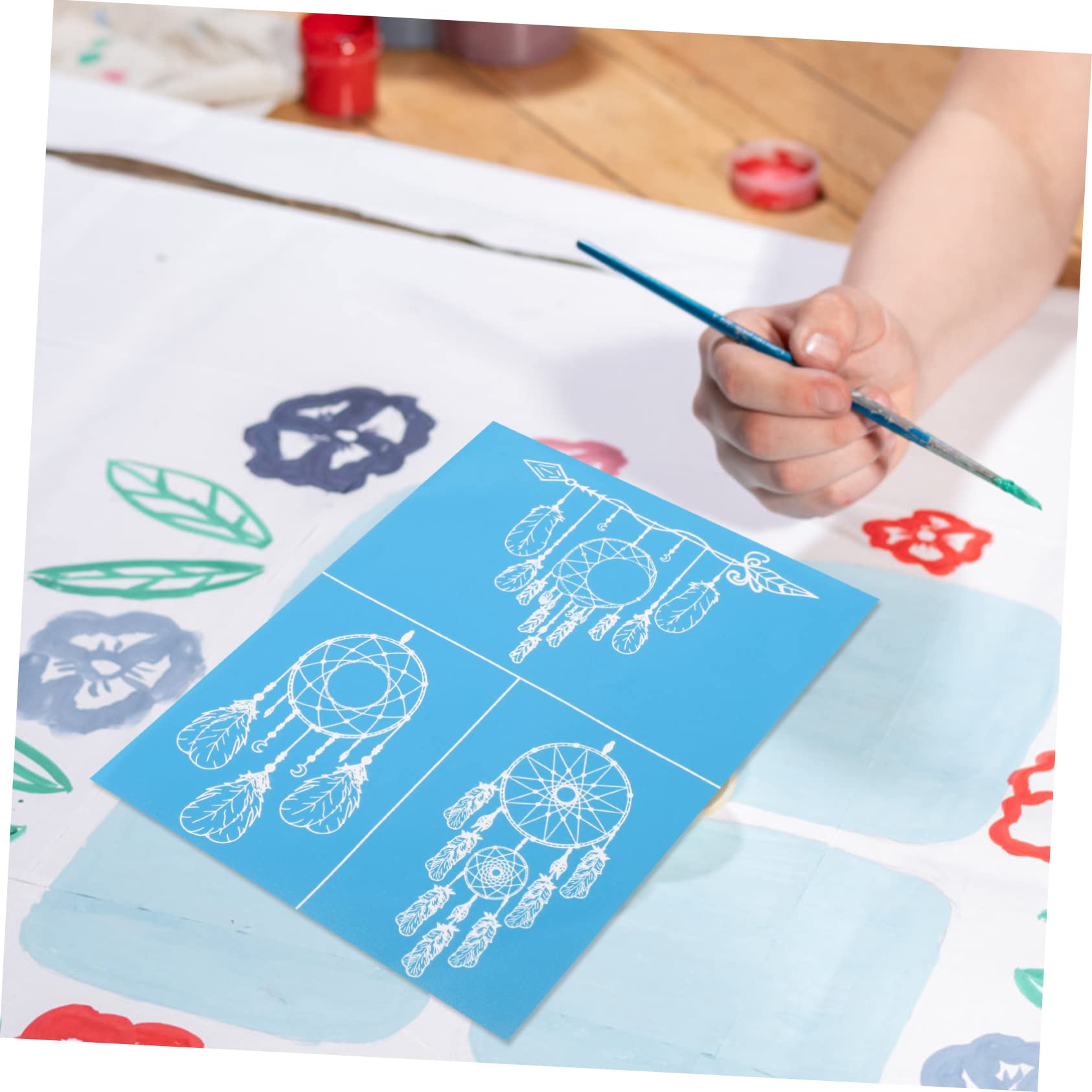 NUOBESTY 5fogli Stencil Riutilizzabile Rete Per Serigrafia Decorativa Adatto Per Pittura Su Pareti e Pavimenti Facile Da Applicare e Lavabile Per Creatività Dei e Decorazioni Fai Da Te