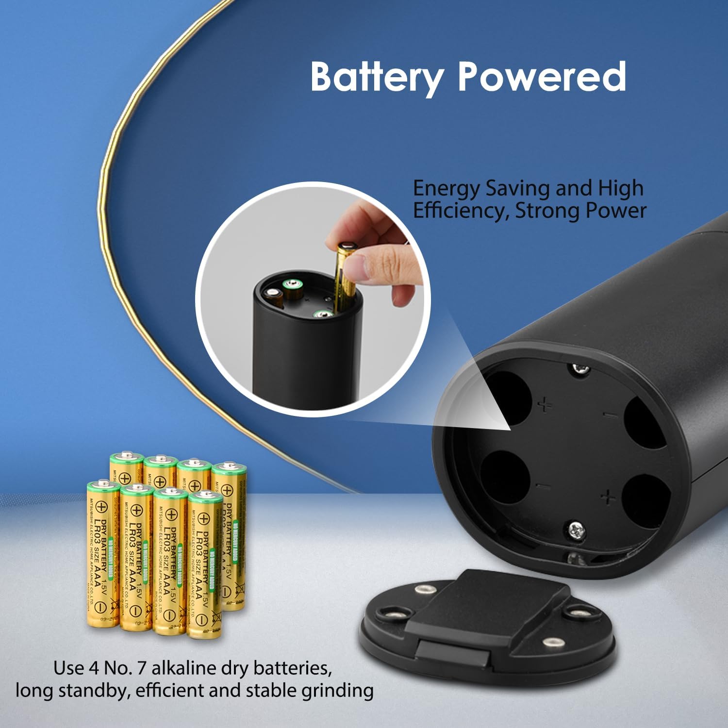 Electric Salt and Pepper Grinder Set,Spice Grinder Set,Adjustable Roughness,Battery Powered One-Hand Operation with LED Light,Easy to Operate,Ceramic Grinder,Set of Two,Black