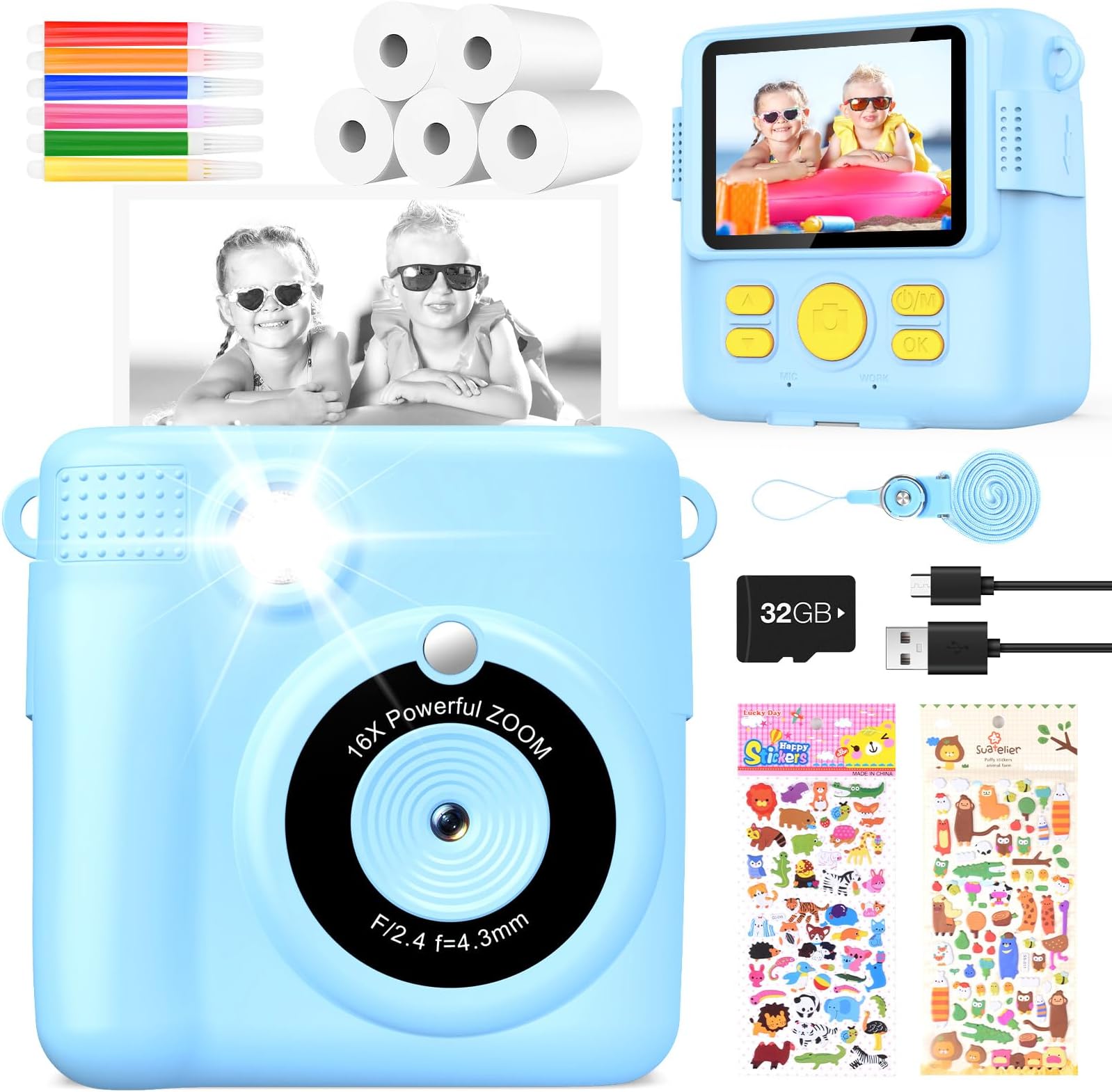 Digitalkamera, Kamera Fotokamera mit 32GB Karte, 44MP 1080P Kinderkamera mit 16X Digitalzoom Kompaktkamera, Wiederaufladbare Fotoapparat mit 2 Akku, Kamera für Kinder, Teenager, Anfänger Digitalkamera, Kamera Fotokamera mit 32GB Karte, 44MP 1080P Kinderkamera mit 16X Digitalzoom Kompaktkamera, Wiederaufladbare Fotoapparat mit 2 Akku, Kamera für Kinder, Teenager, Anfänger