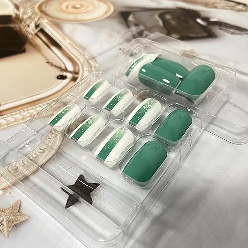 Miniatura 40 de Uñas postizas largas cuadradas a presión, color morado, color liso, diseño de diamantes de imitación, uñas postizas brillantes de cobertura completa