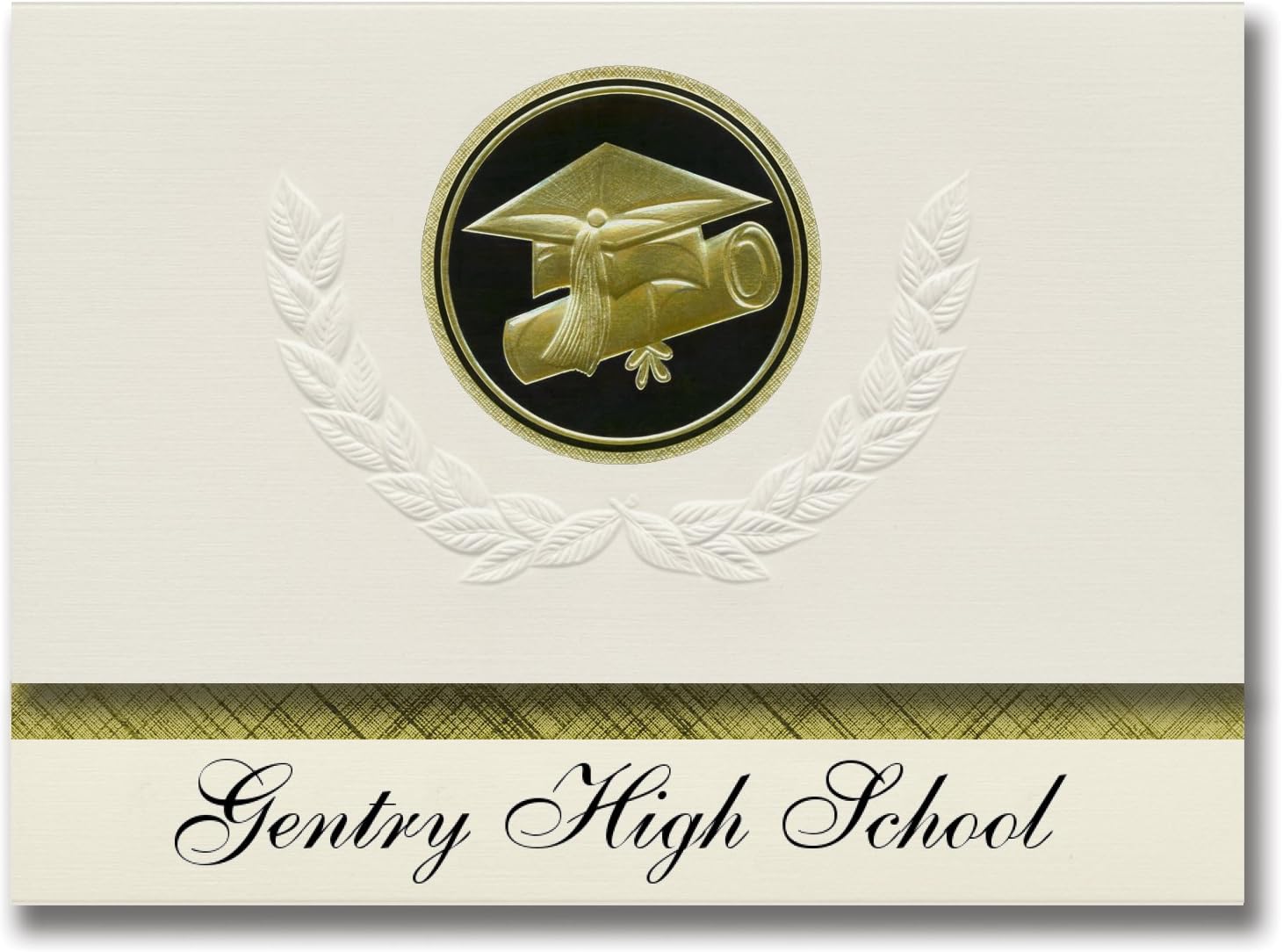 Signature Announcements Gentry High School (Gentry, AR) Graduation Announcements, Presidential style, Basic package of 25 Cap & Diploma Seal. Black & Gold.