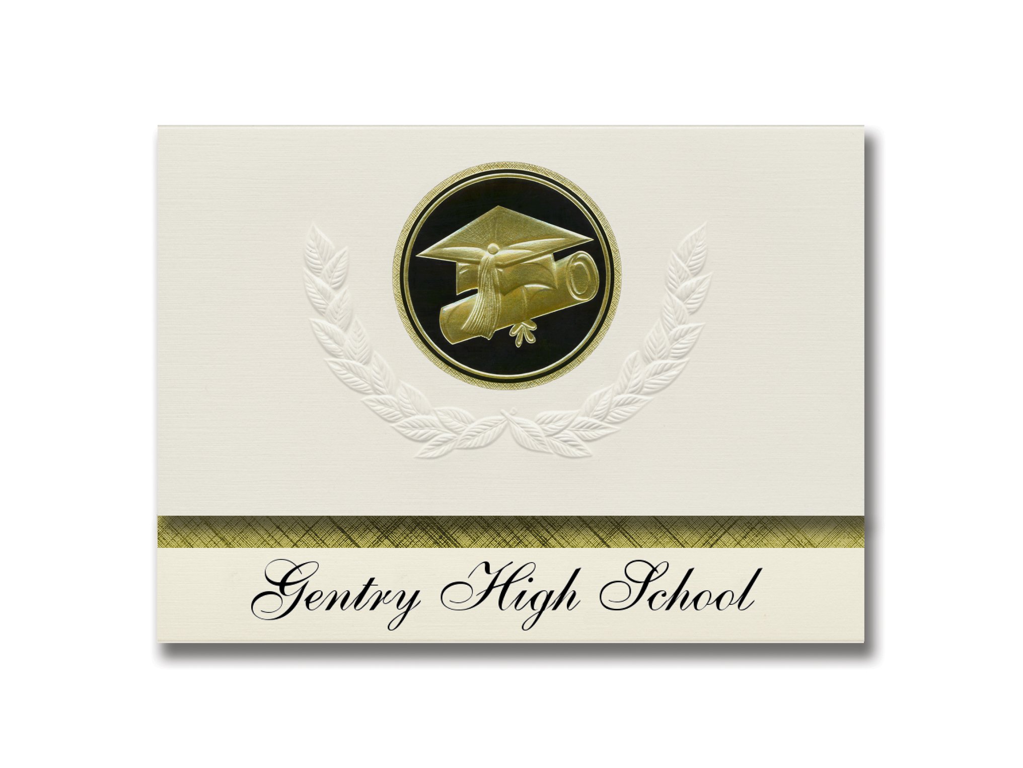 Signature Announcements Gentry High School (Gentry, AR) Graduation Announcements, Presidential style, Basic package of 25 Cap & Diploma Seal. Black & Gold.