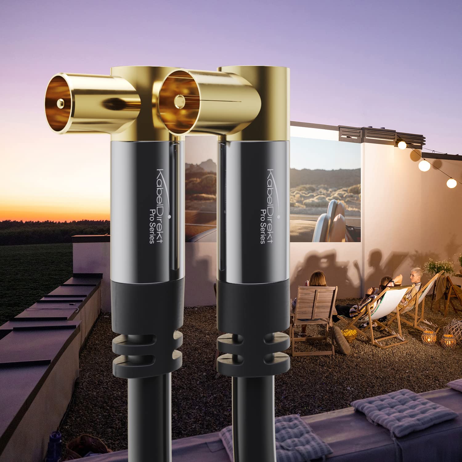 KabelDirekt - Cavo Antenna TV 4K Coassiale 90° Angolato - 0,5 m - Per TV Digitale e Analogica - Disponibile in 0,5-20 m (Spina/Presa Angolata, DVB-C/T/S, Nero)
