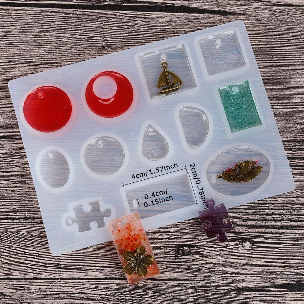 Clear UV Resin Odor Free 500g + 4 Silicone Molds for Earrings Pendants Necklaces DIY + 12 Glitter Powder Holo Sequins 12 Glassine, Resin Crafting Jewelry Making Kit