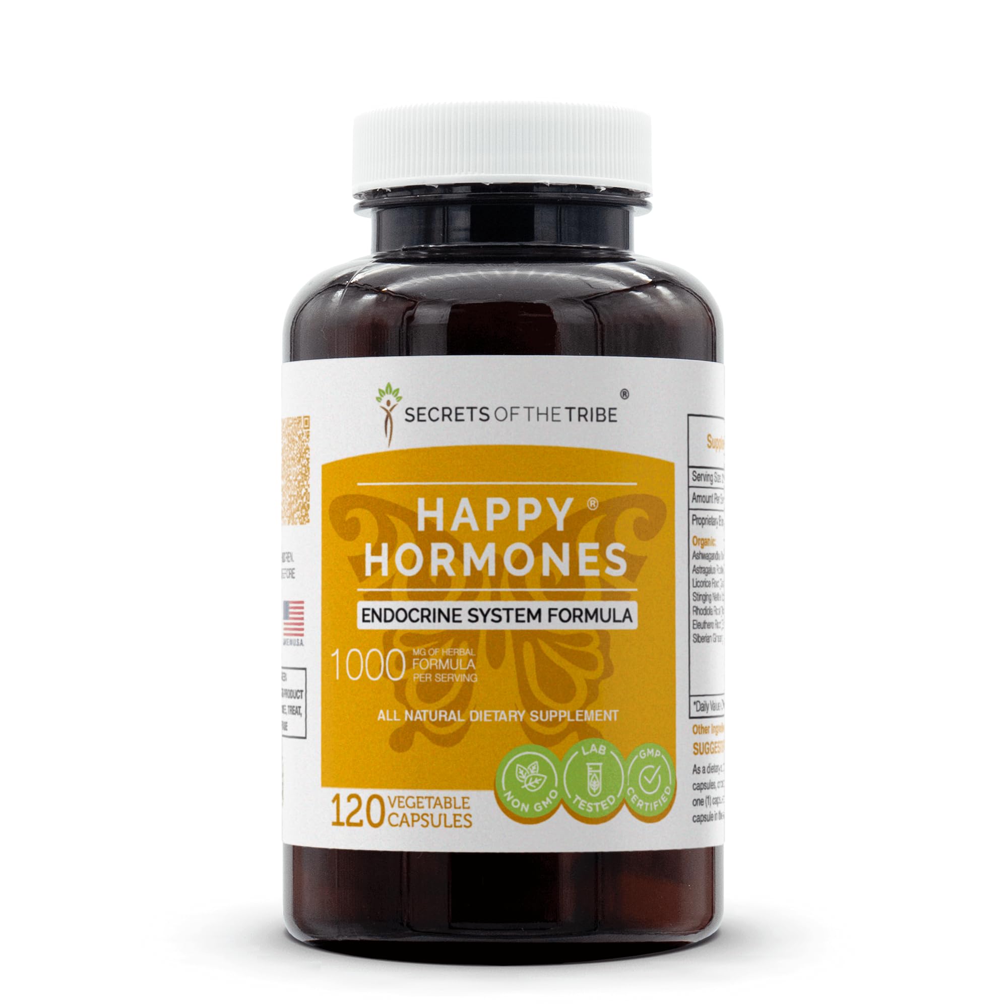 Secrets of the Tribe - Happy Hormones, Endocrine System Formula, Herbal Supplement Blend (120 Capsules)