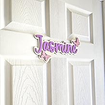 Personalised Butterfly Name Plaque for Girls - Personalised Wooden Door Plaque - Wall Decor for Kids Room or Kids Room - Butterfly Themed Name Plaque