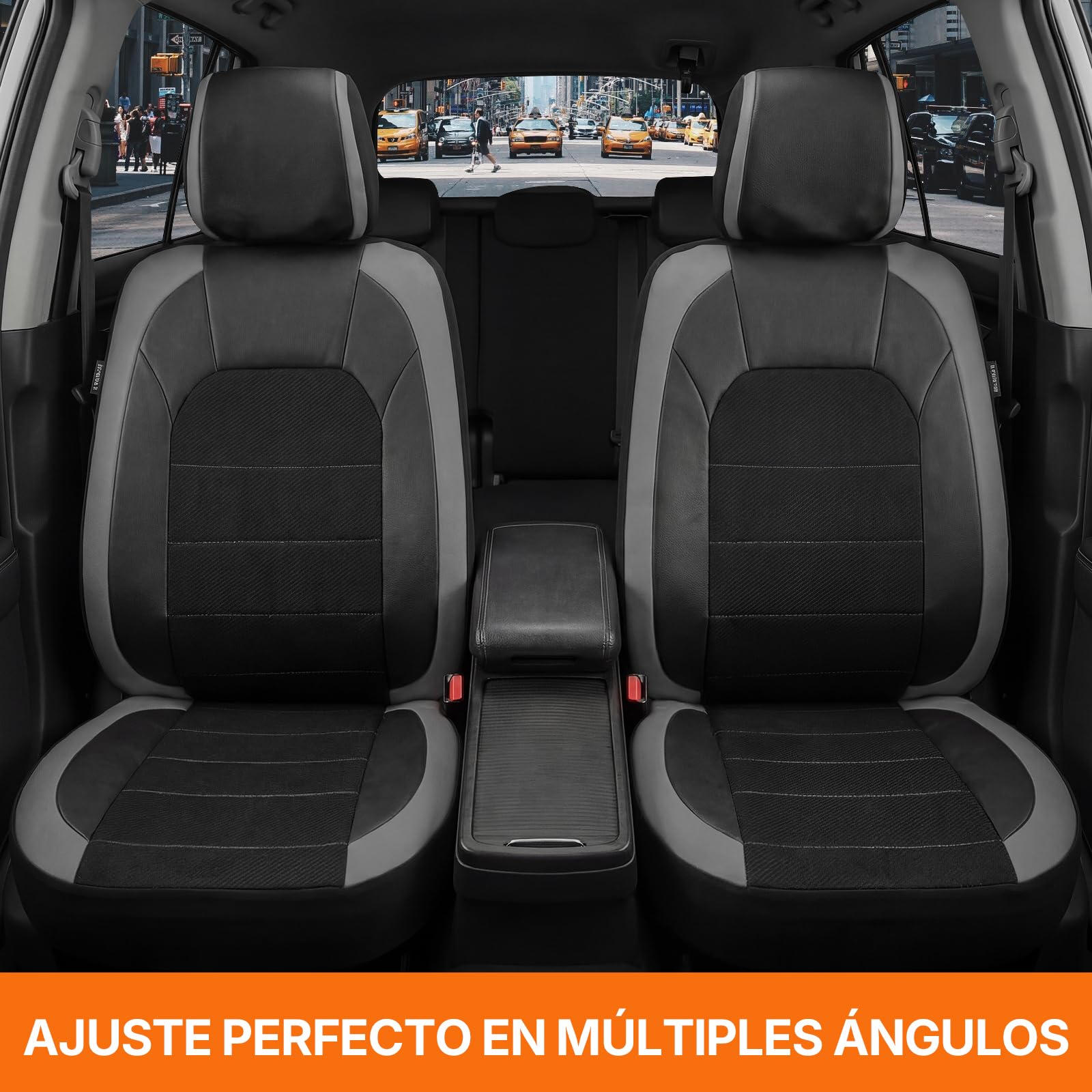 TOYOUN Fundas de Asiento de Coche de Piel sintética, 2 Asientos Delanteros, Ajuste Universal para Coches, Camiones, SUV, Furgonetas, Compatible con Bolsa de Aire, Protector de Asiento Antideslizante