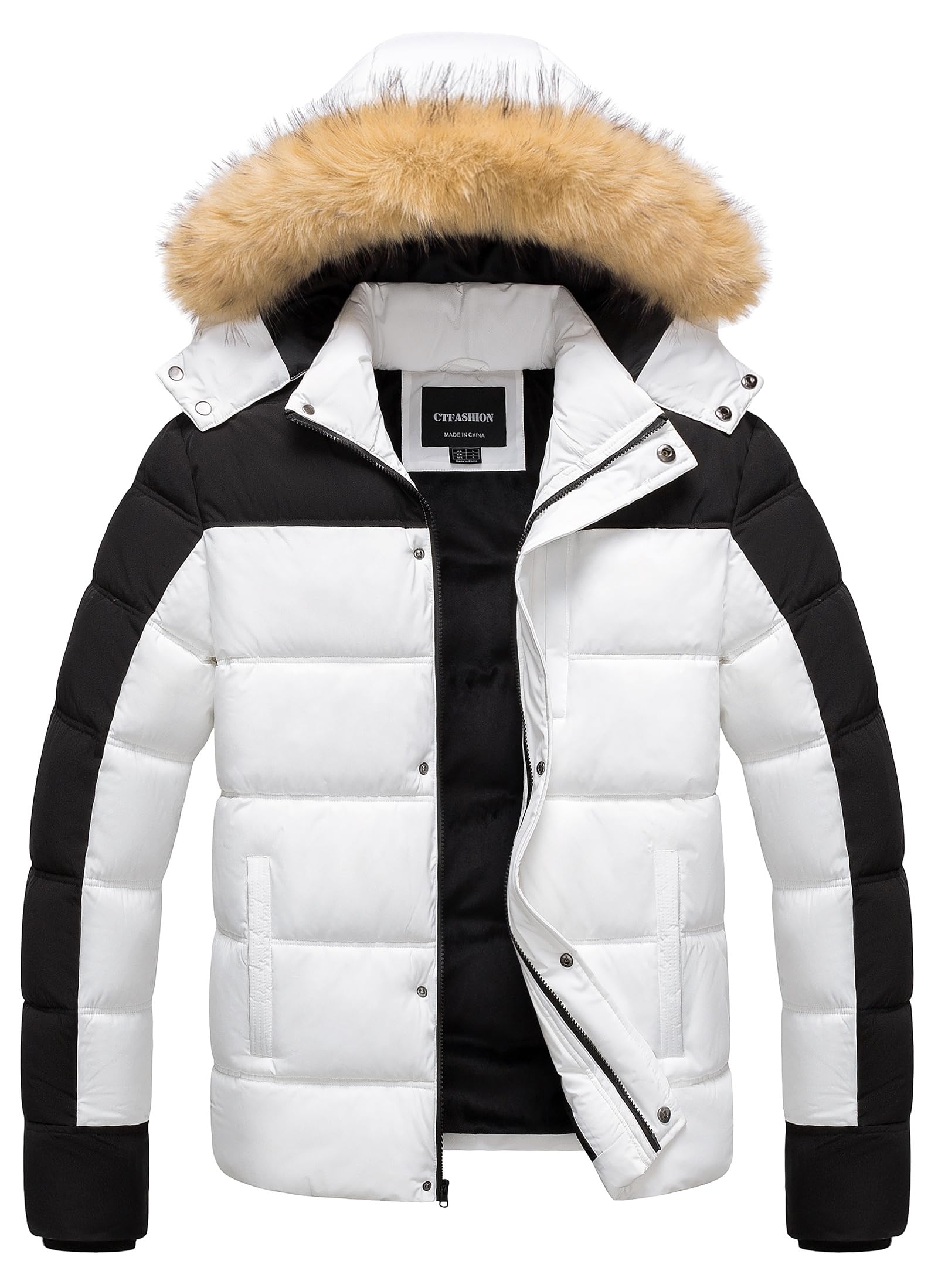 Men's Puffer Jacket Winter Coat Puffy Parka with Fur Hood Waterproof &amp; Windproof Shell Fleece lining 4 Pockets