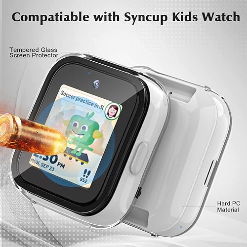 Miniatura 2 de Paquete de 2 fundas compatibles con T-mobile SyncUp Kids Watch, carcasa rígida de policarbonato con vidrio templado integrado para sincronizar