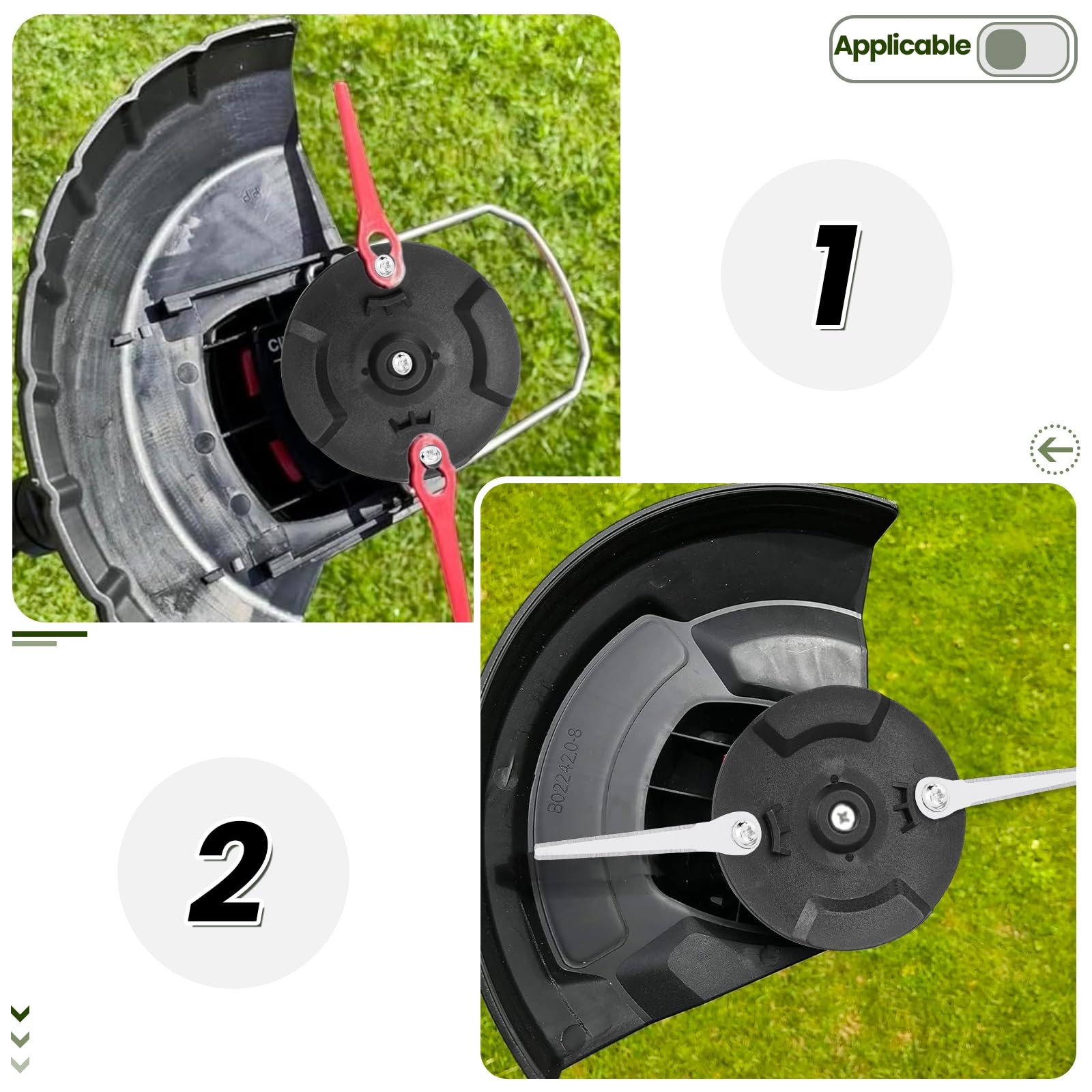 Disco para cortacésped con batería con 10 cuchillas de acero inoxidable, 8 tornillos de acero inoxidable, disco de corte de repuesto, soporte universal compatible con E-inhell | G-ardol |