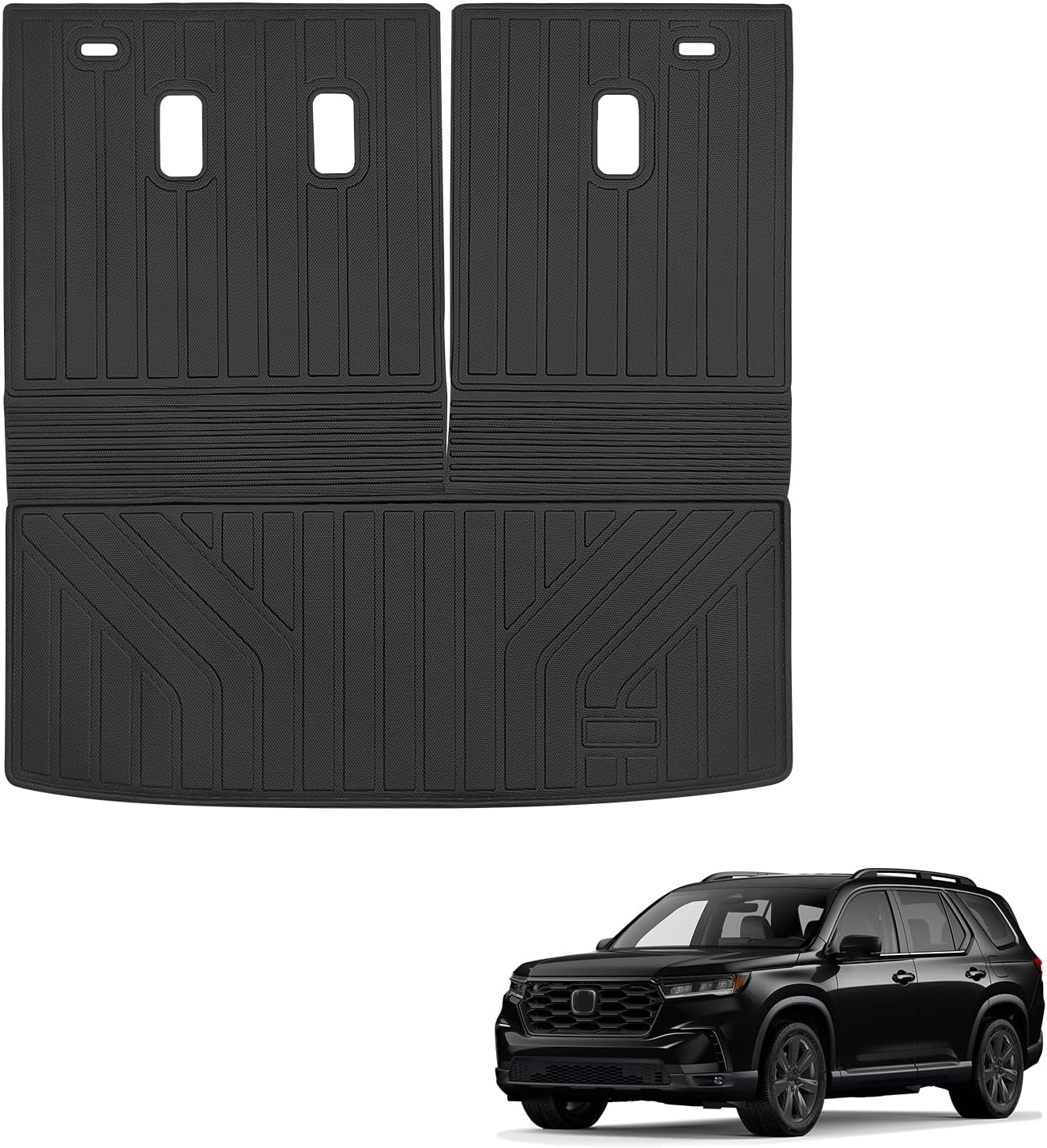 sze cargo mat with backrest mats for honda pilot 2023 2024 2025 trunk mat tpe seats back mat all weather cargo liner for honda pilot accessories (cargo mat+backrest mat)