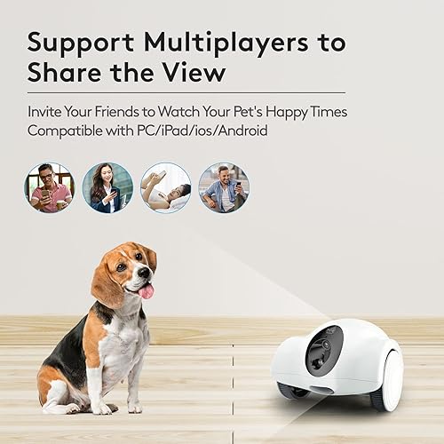 Miniatura 7 de Cámaras para mascotas con aplicación de teléfono, robot para mascotas de 15 días de duración en espera para dispensador de golosinas para perros,