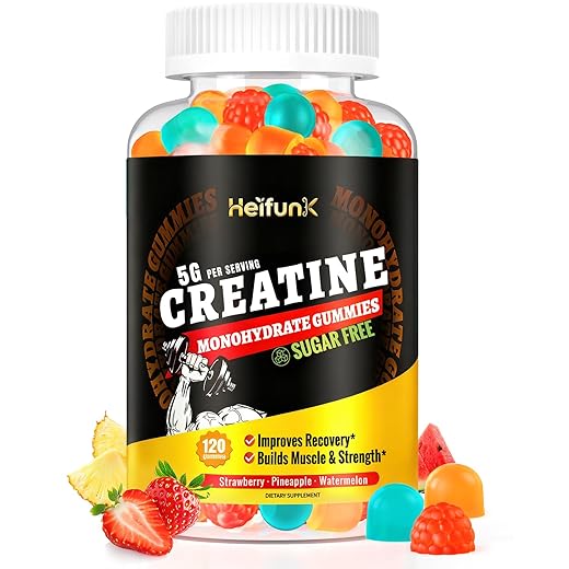 Creatine Monohydrate Gummies Sugar Free, 5000mg Creatine Pre Workout Gummies for Men & Women with L-Carnitine & Taurine, Muscle Strength & Growth, Energy Support, 120 Count