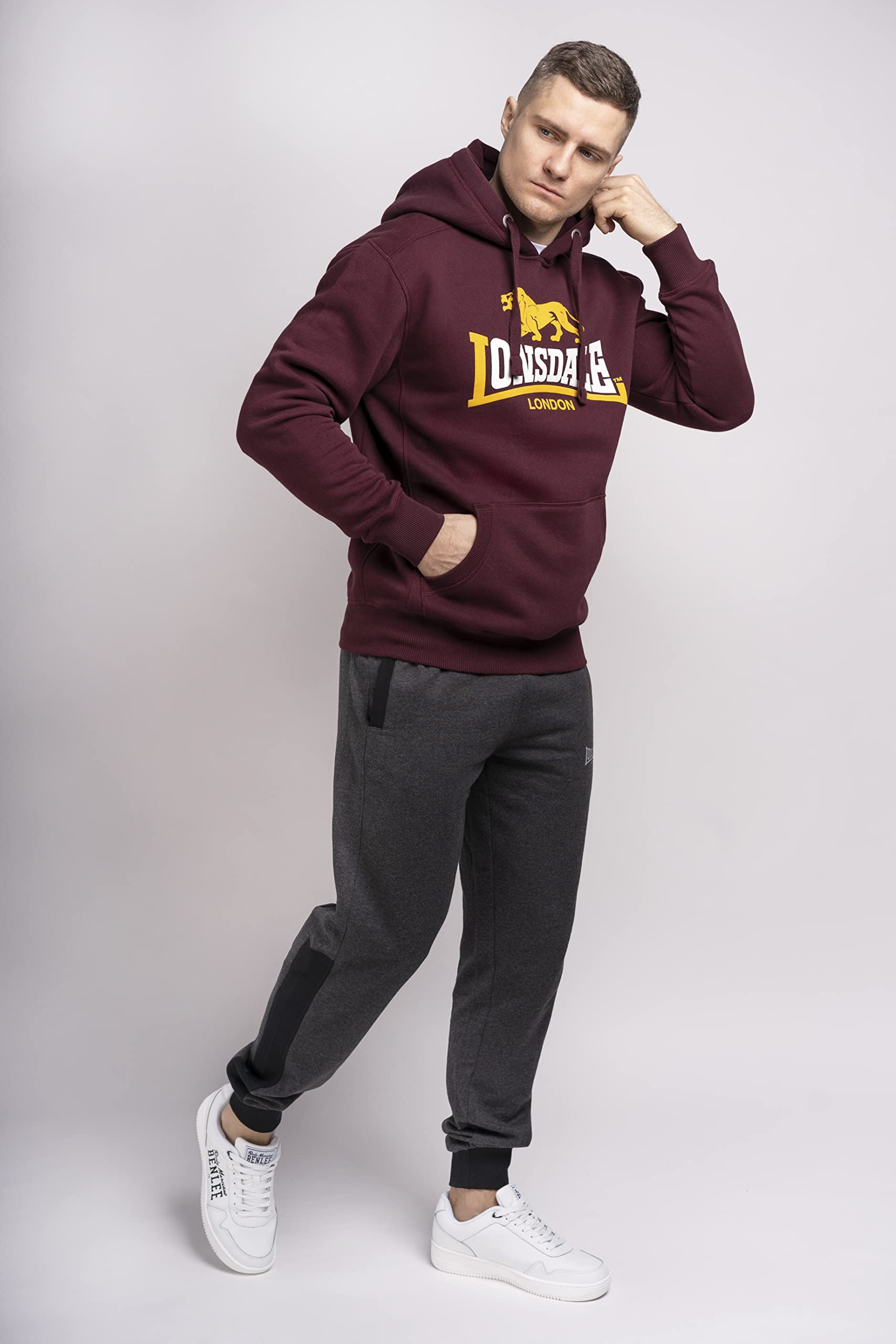 Lonsdale Sleeve Sudadera con Capucha Hombre (Pack de 1)