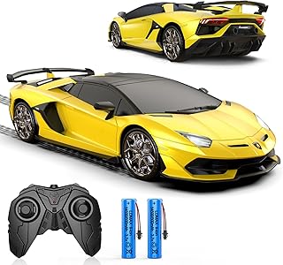 AEROQUEST 1:16 Lamborghini Remote Controlled Car, 2.4 GHz, Officially Licensed Lamborghini RC Cars with Remote Control & Headlight for Boys Girls Birthday Gifts, Yellow