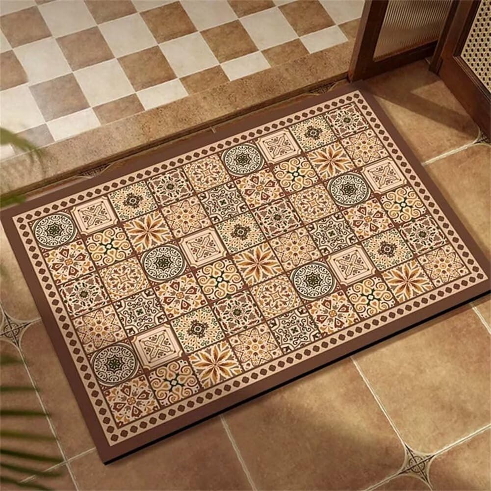 Tapis de douche super absorbant contre les sols mouillés modèle rétro