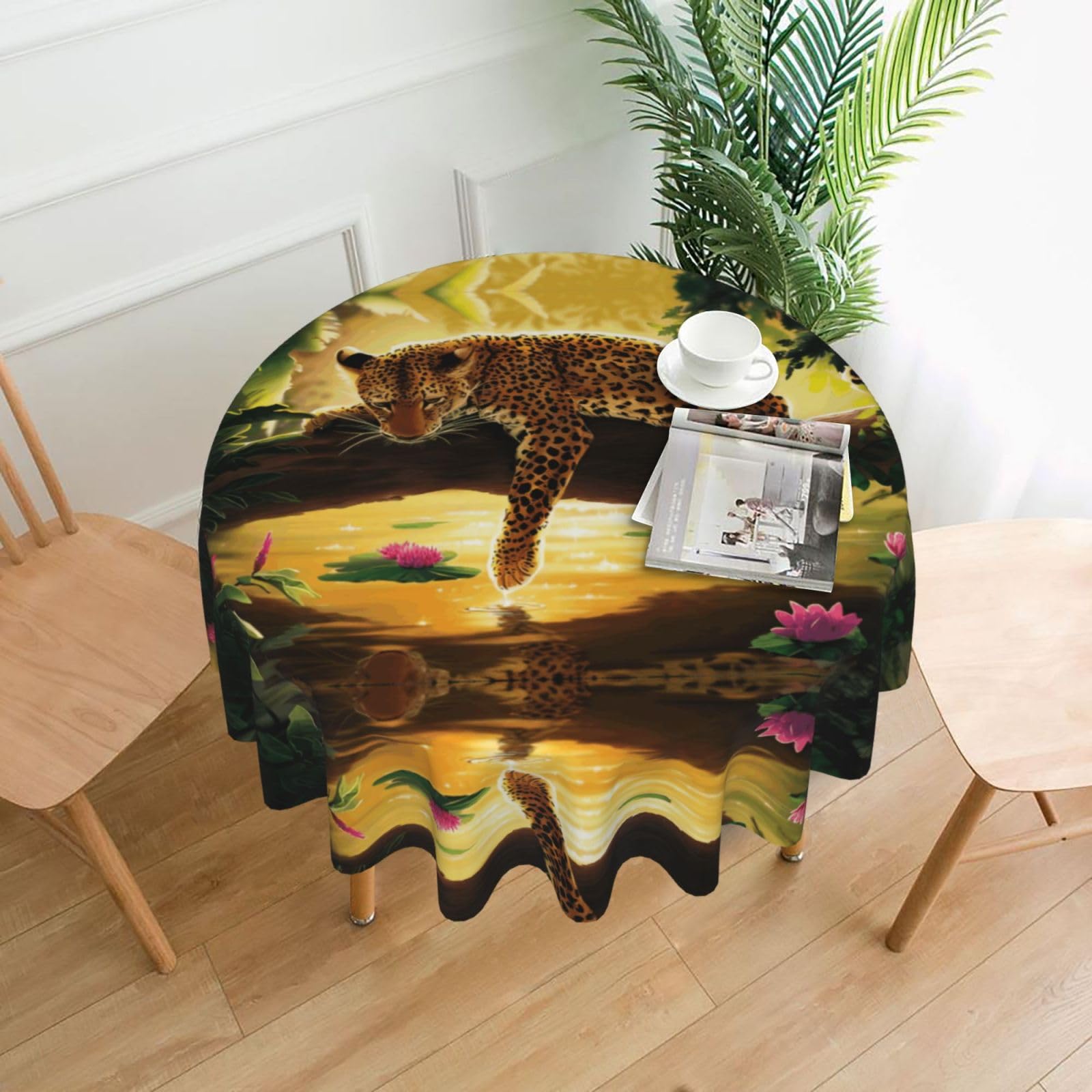 hhxvcv Animals Tiger Round Tablecloth – Dining Table Cover