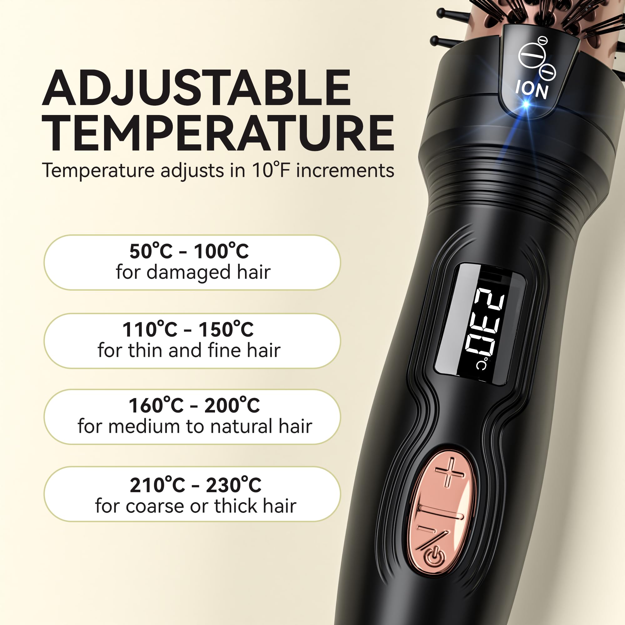 Thermal Brush, 27mm Brosse Thermique Brushing, MINI brosse chauffante, Fer à boucler ionique en tourmaline céramique pour cheveux courts à mi-longs, Température réglable, Double tension, Noir