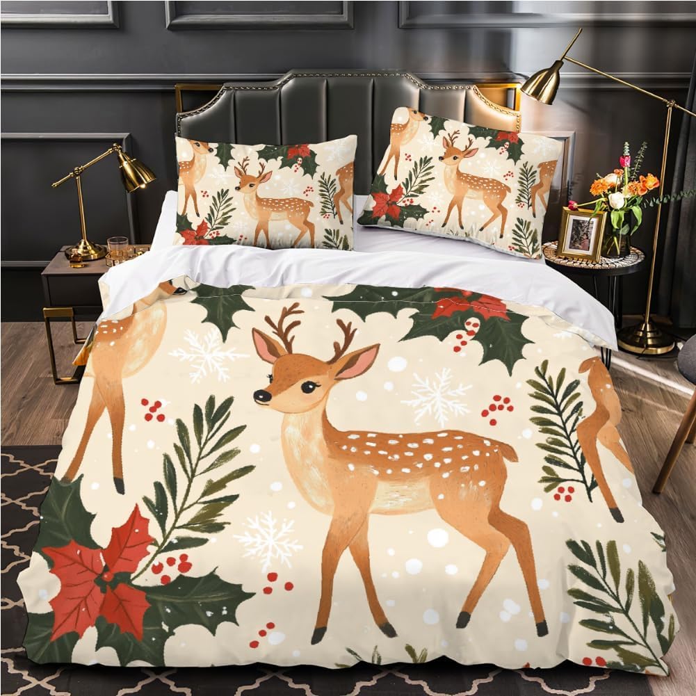 Parure de lit 160x200 enfant motif élan pour une chambre douce et cocooning