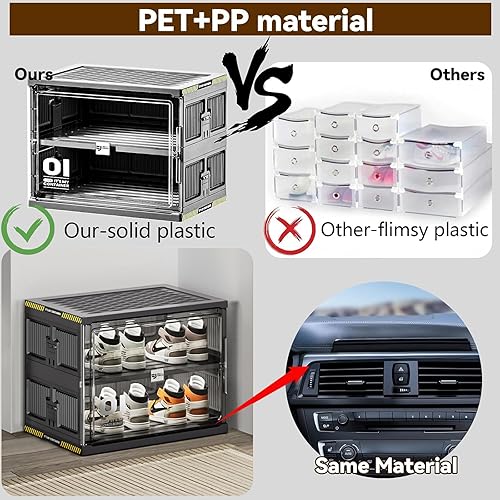 Miniatura 8 de 36 pares de gabinetes portátiles de almacenamiento de zapatos de instalación rápida de 3 pasos, caja organizadora de zapatos plegable negra con