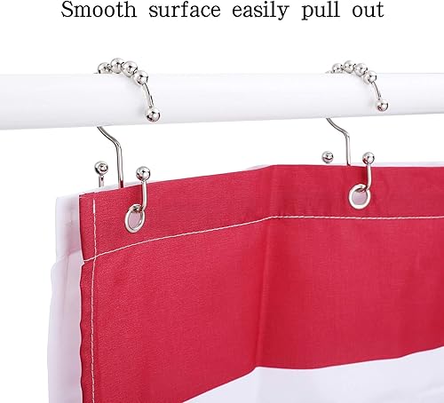 Miniatura 2 de HEILONG 12 anillos de cortina de ducha, ganchos de ducha dobles de metal resistente al óxido para cortina de ducha, anillos de ducha para barra de