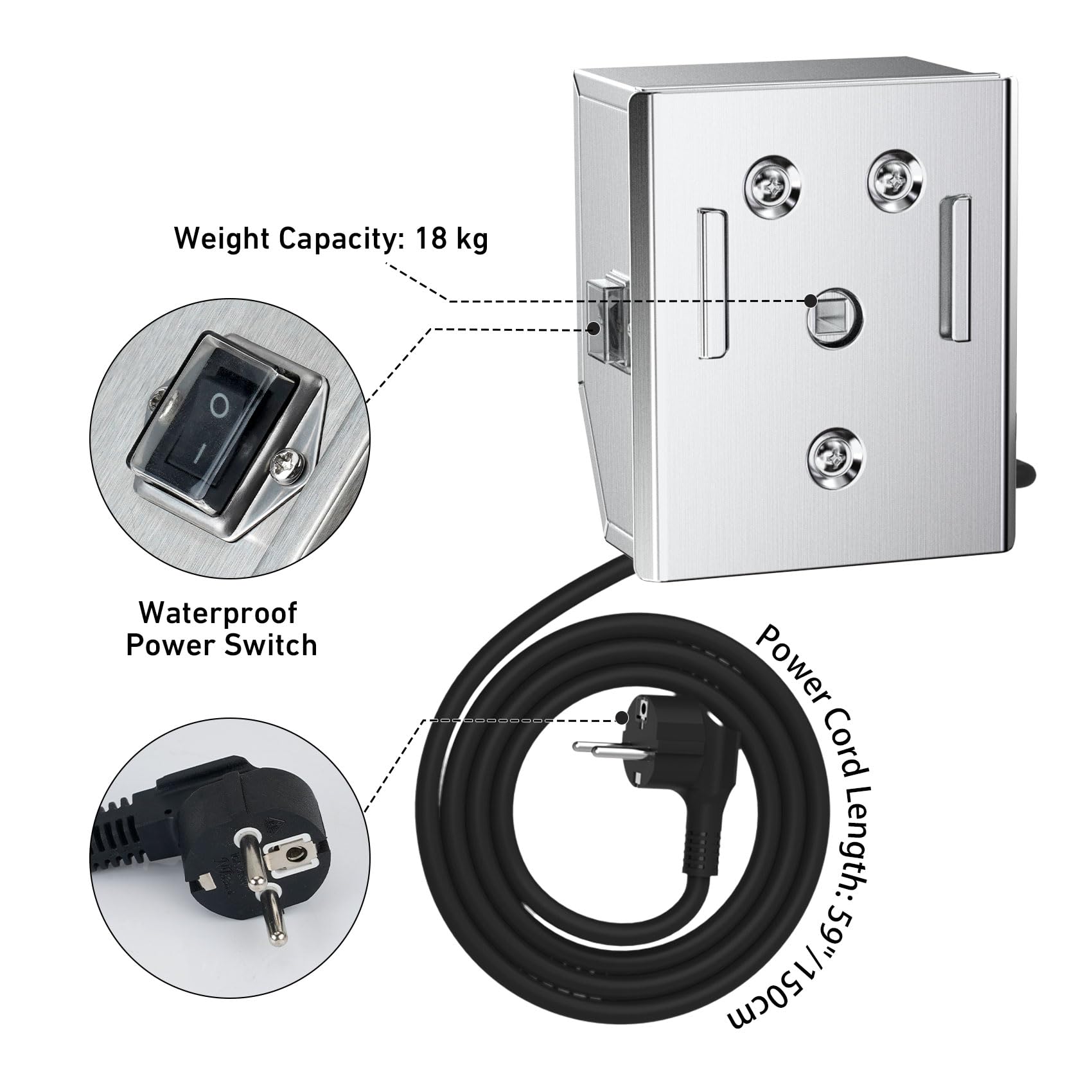 Onlyfire Motor de parrilla para asador, motor de asador para barbacoa, (2.5-3) U/M, 50 / 60Hz-4 vatios, 220V / 240V, cargable 18KG