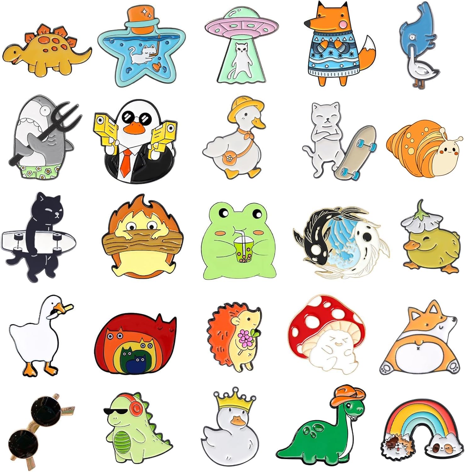 20/30/50/80 Mixed Enamel Brooch Bulk Set,Lapel Badges, Cartoon Plant Enamel Pin Sets, Funny Button Pins Jewelry for Backpack Cloths Hats Jacket Decoration - Image 3