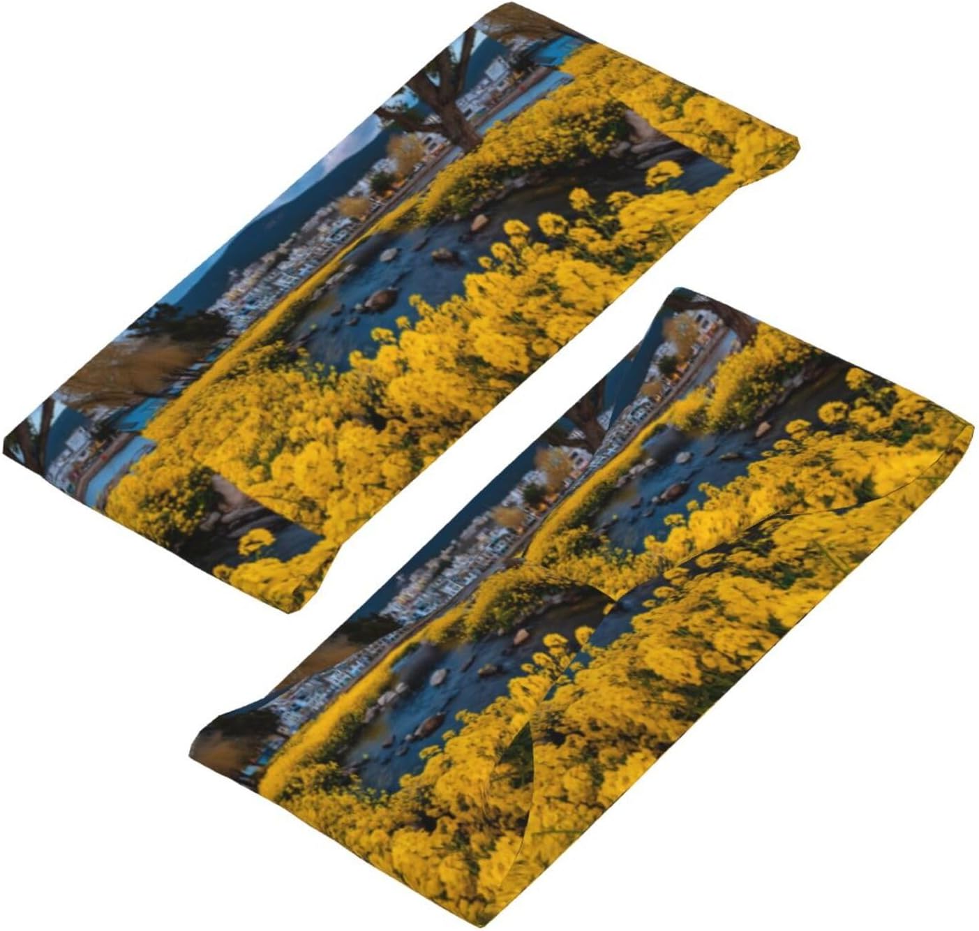 Sports Sweatband Headband Exquisite Yellow Flower Field Print Breathable Lightweight Foldable Fitness Accessory image 4