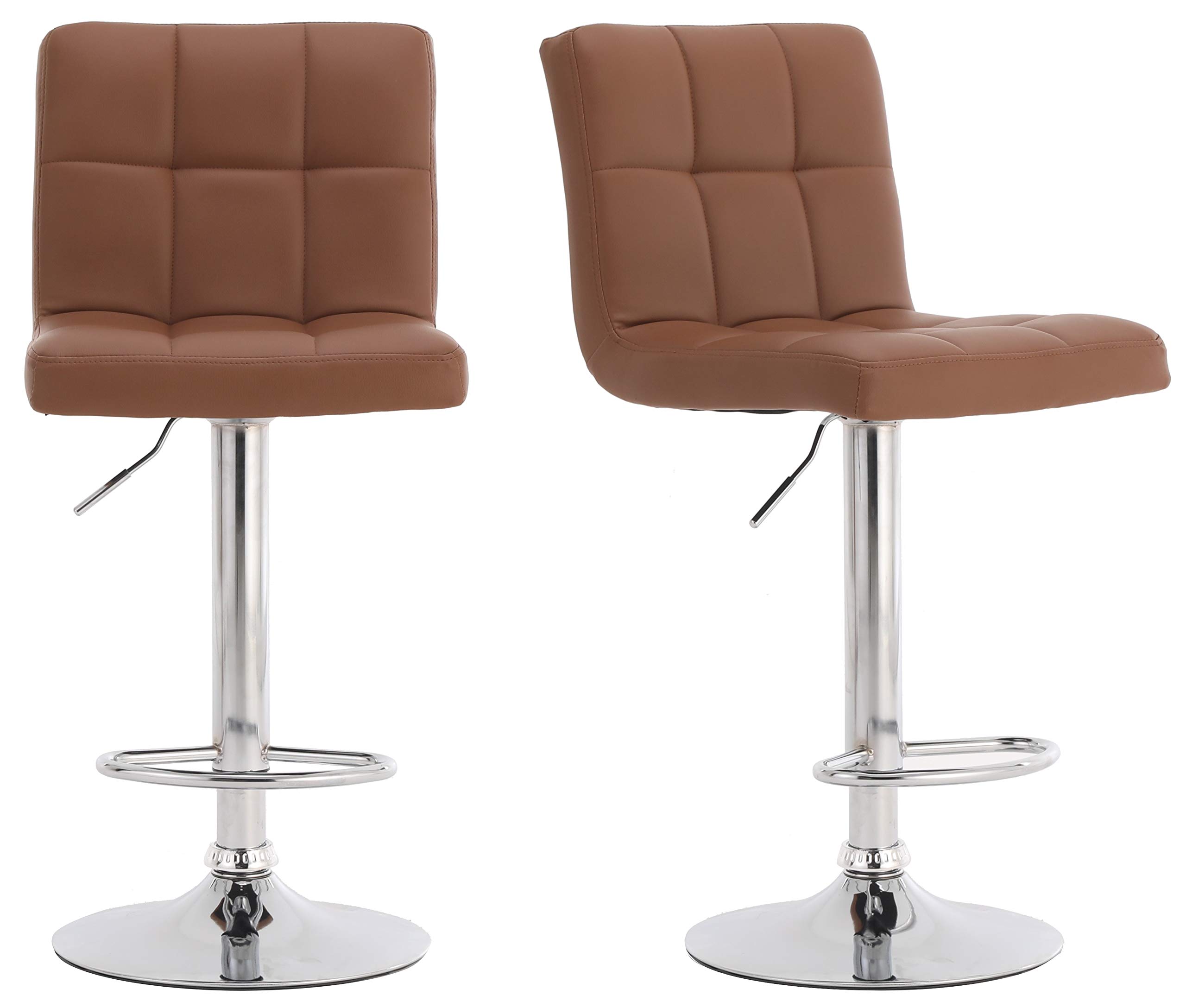 Illhouse Odern Bar Stools Set, Leatherette, Adjustable Swivel Gas