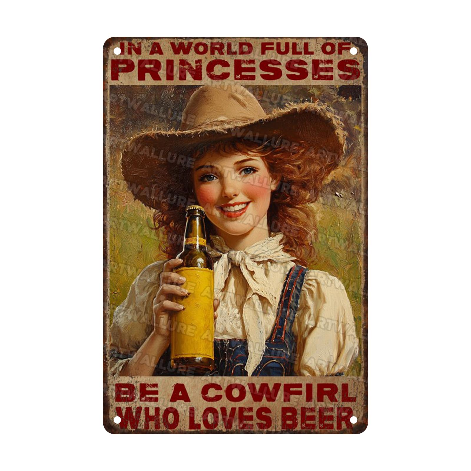 Cowgirl Vintage Metal Sign Retro Metal Poster Rustic Wall Decor for Home Gate Garage Garden Bars Restaurants Cafes Office 8x12inch