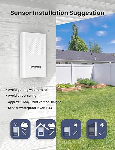 Miniatura 8 de LIORQUE Estación meteorológica inalámbrica para interiores y exteriores, termómetro meteorológico digital, temperatura, presión de aire, monitor de