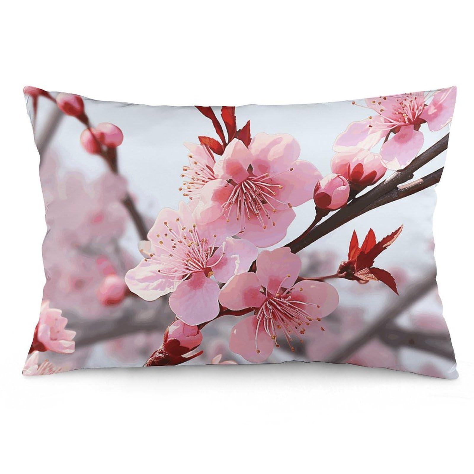 2 Pack Pillow Cases for Hair and Skin, Soft Breathable Pillow Case Covers with Hidden Zipper, Plum Blossom Pillowcase 16 "x24 Pillow Covers for Sleeping Gift