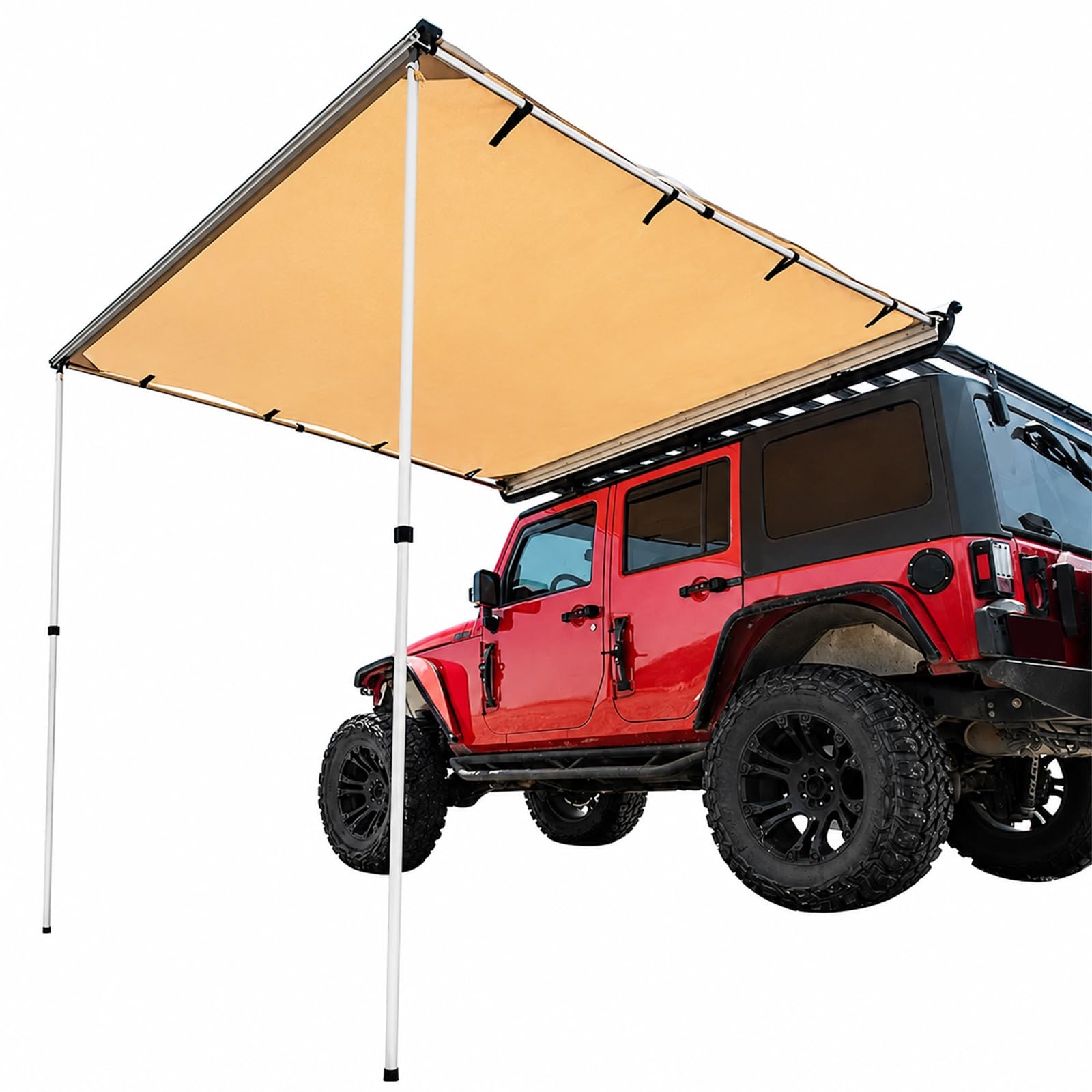 Markiza Samochodowa, Przenośna Markiza do Pojazdu, Namiot Samochodowy z Filtrem UV UPF 50+ i Aluminiowymi Słupkami do Kempingu, SUV-a, Vana, Podróży Terenowych(1.6x2m/5.2x6.6ft)
