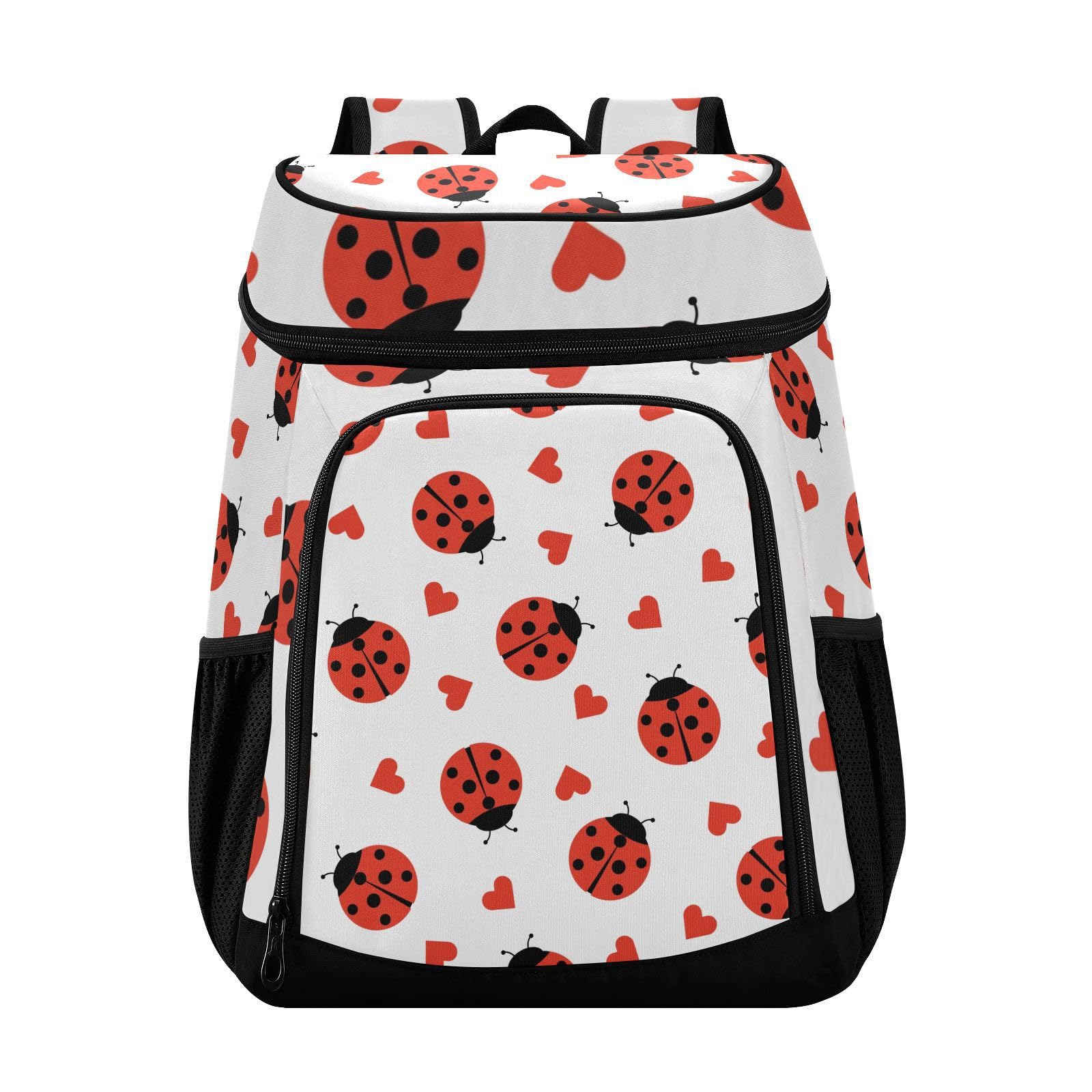 Red Ladybugs Love Cooler Backpack Cooler Insulated Leak Proof Lunch Backpack 36 Cans Waterproof Soft for Men Women Picnic Hiking Camping Beach