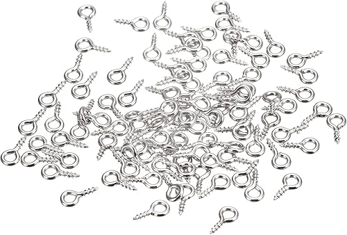 Miniatura 22 de uxcell 300 ganchos pequeños de ojo de tornillo con rosca, tornillos roscados, tornillo autorroscante de 0.31 x 0.39 pulgadas para hacer joyas, Negro