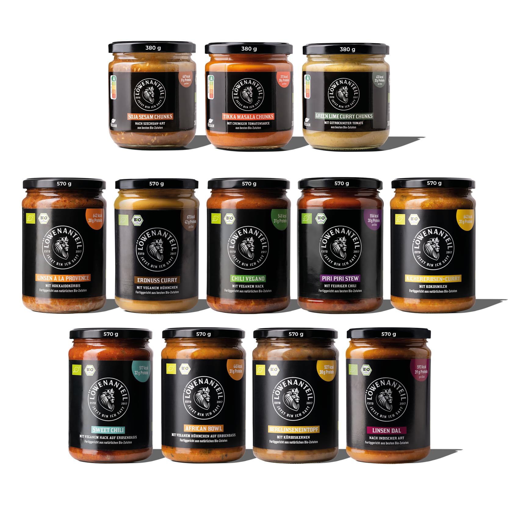 Löwenanteil VEGAN SPECIAL 12 proteinreiche Fertiggerichte Bio-Qualität 3 Minuten Ohne Zuckerzusatz