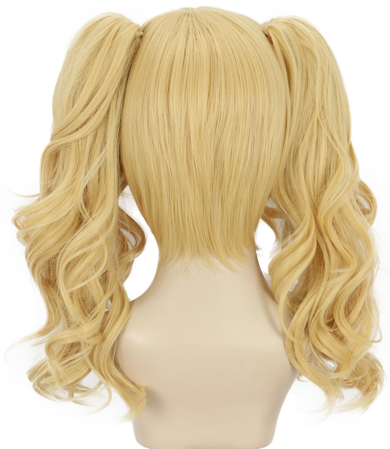 Yuehong Women Long Curly Blonde Double Ponytail Clip Wig Anime Cosplay Costume Hair Heat Resistant Synthetic Fibers Soft Durable Breathable Wig - Image 4