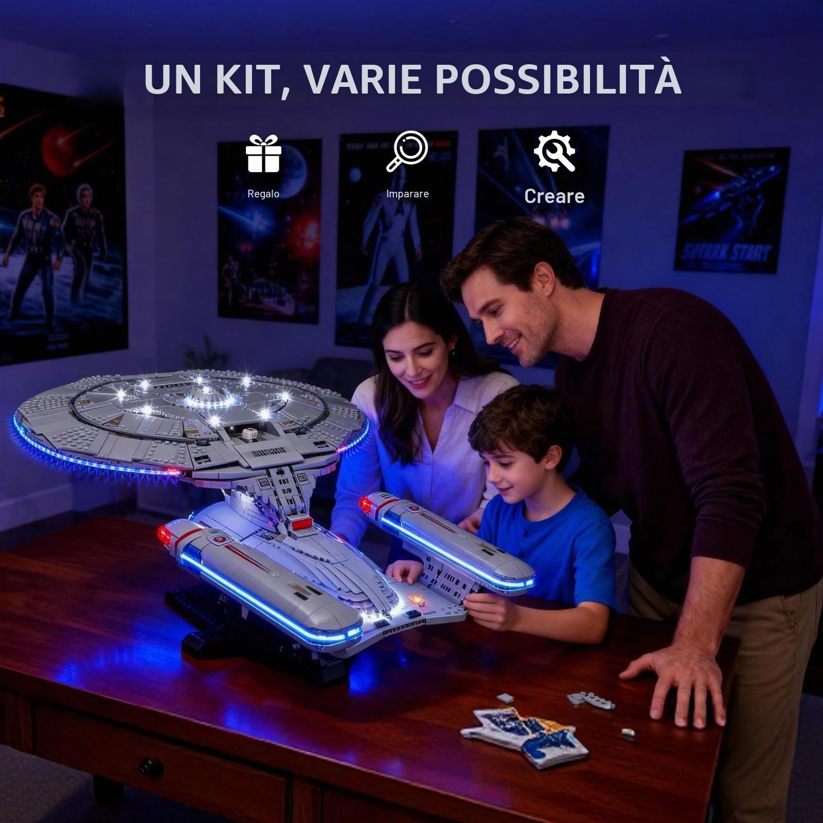 BRIKSMAX Illuminazione a LED per LEGO Icons U.S.S. Enterprise NCC-1701-D (versione aggiornata) 10356, set di luci compatibili per mattoncini da costruzione, senza set Lego, luce per modellismo
