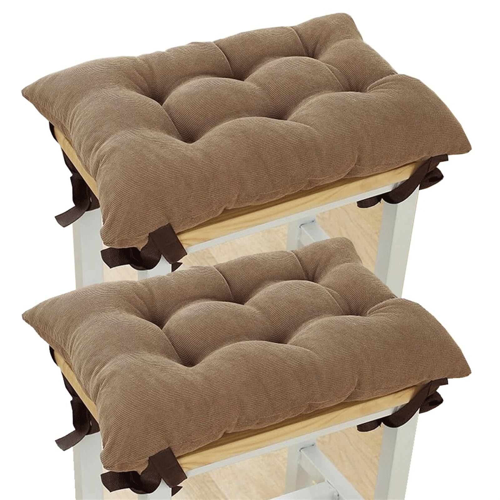 Uyeoco S7 Set Of 2 Soft Corduroy Seat Pad With Ties For Stool, 35X24cm Rectangle Stools Cushions Thick Cotton Padded Seat Cushions For Home Outdoor Garden Classroom(S7)