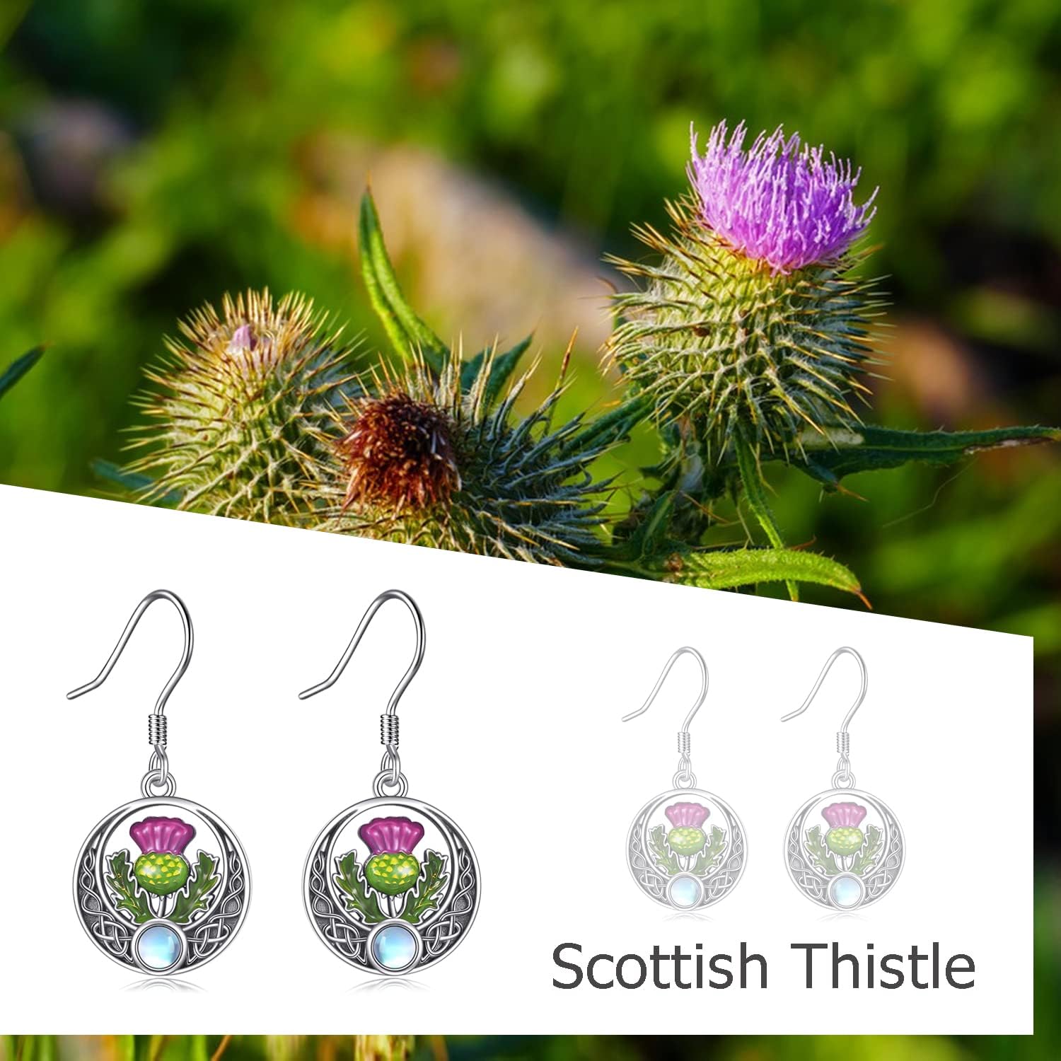 Scottish Thistle Earrings 925 Sterling Silver Thistle Earrings Celtic Knot Scottish Jewelry for Women - Image 6